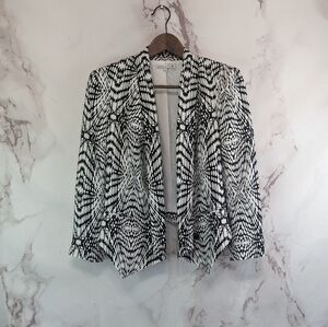 Rebecca Minkoff Blazer Women 4 Small Black White Becky Silk Jacket Office